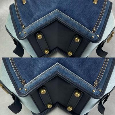 COACH Dreamer 2-Way Denim Collection Tote Bag Gold Hardware Logo Charm Authentic