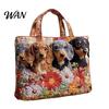 Women Commuter Tote Quilted Bag Retro Print Fabric Vintage Lightweight Large Capacity Foldable Handbag for Daily Use Travel Grocery Shopping