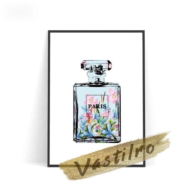 Акварельные цветочные принты Флакон духов Выставка Художественные принты Плакаты Современный минимализм Салон красоты для девочек