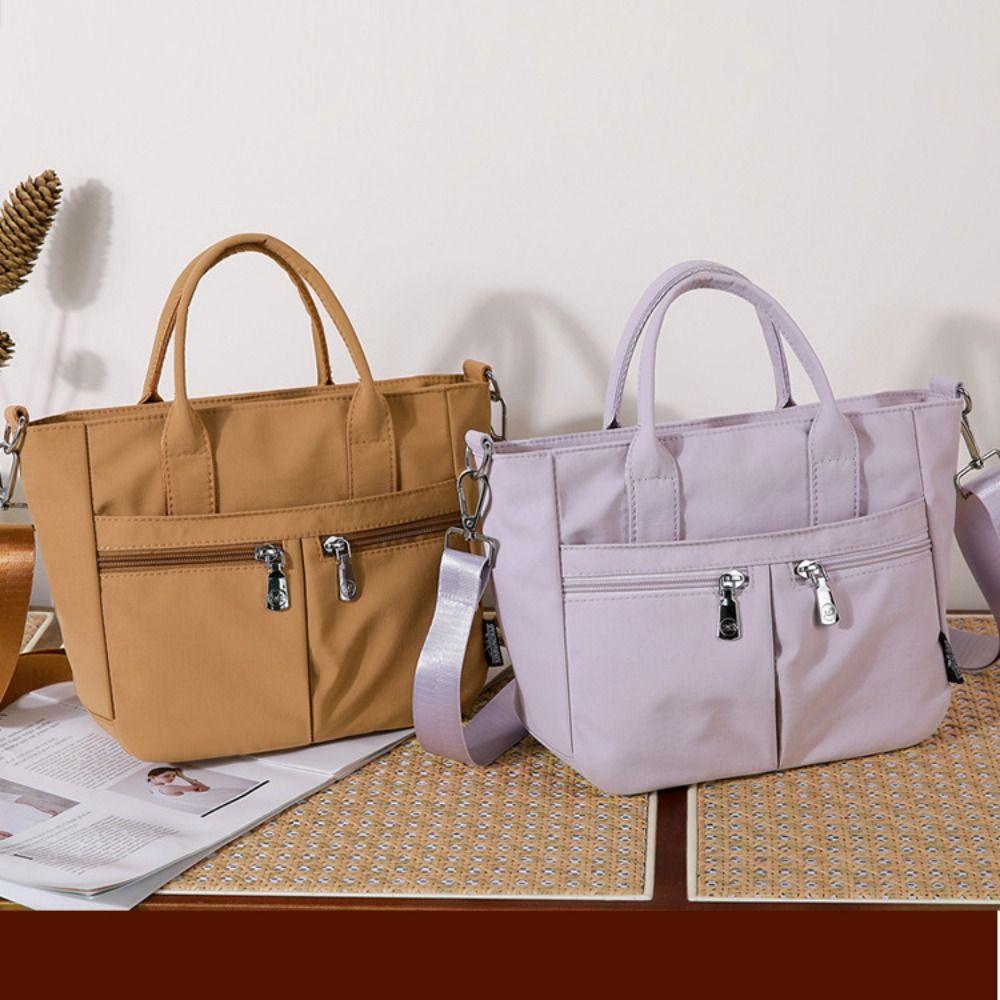 Solid Color Nylon Cloth Handbag Casual Canvas Tote Bag Oxford Cloth Crossbody Bag Commuting