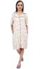Off White Floral Print Rayon Women's Sleepshirt Night Shirt With Pockets -