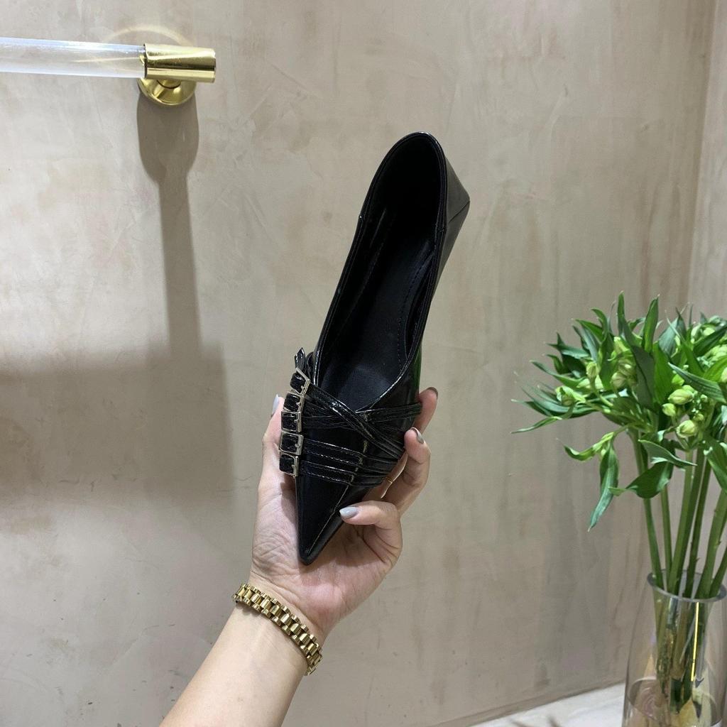 Kitten Heel High Heels Women's Summer 2025 New Shallow Mouth Pointed Head Low Heel Soft Leather Work Professional Single Shoes