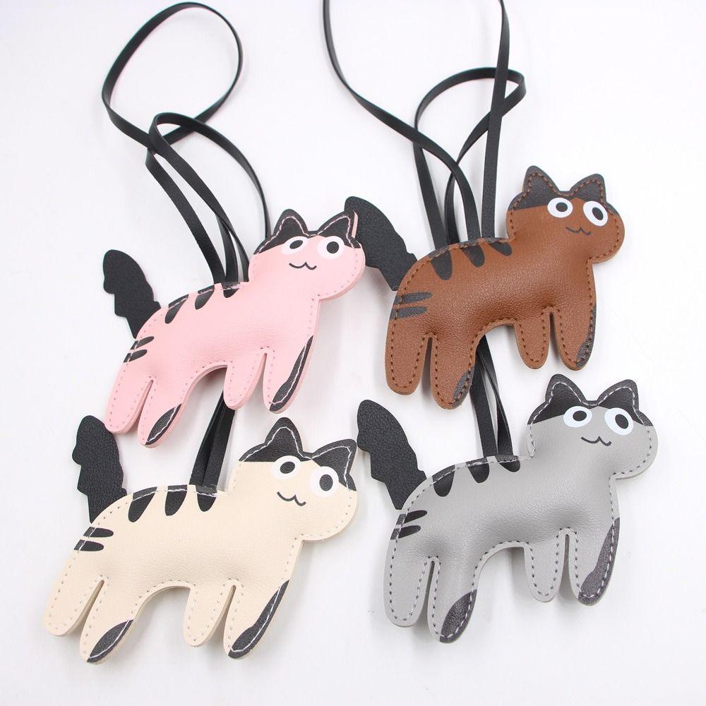 PU Leather PU Leather Cat Hanger Cute Puppy Bag Pendant Lovely Cartoon Keychain Bag Ornament