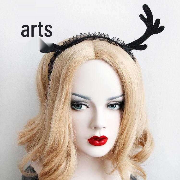 Кружевной ободок с рогами для фотостудии, Хэллоуина, Рождества или праздничной носки FG-49