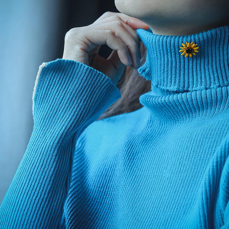 Brooch for Women, Small Daisy Collar Pin, Sunflower Collar Anti-exposure Safety Pin, Clothing Decoration Pin