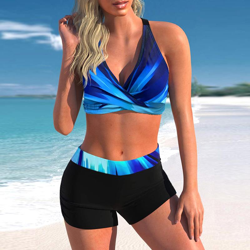 Women's Halter Bikini Tankini Swimsuit Oil On Canvas Print Swimsuit