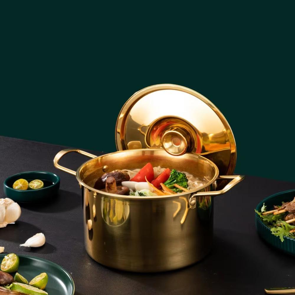 Углубленная корейская кастрюля для рамена из нержавеющей стали, кастрюля для приготовления супа, кухонная посуда, кастрюля для тушения, кастрюля для хот-пота