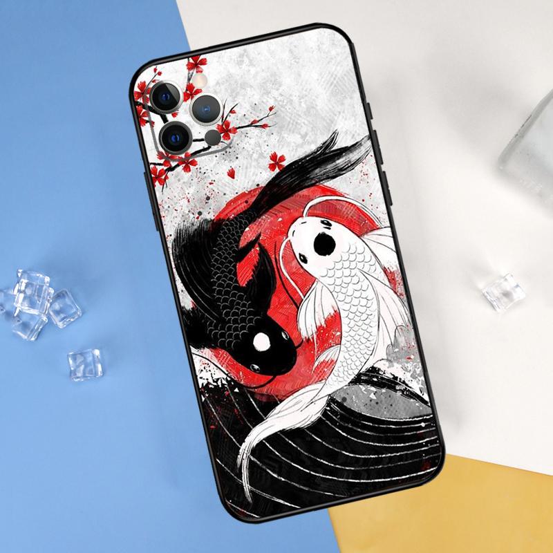 Чехол для телефона с изображением рыбы кои Инь-Ян для iPhone 16 Pro Max 12 13 Mini 11 14 15 Pro Max XR 16 15 Plus 16e Защитный корпус
