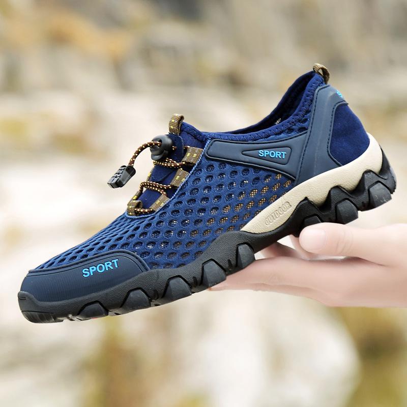 Sandals Men's Summer Mesh Breathable Hollow Mesh Shoes Outdoor Mountaineering Sports Leisure Driving Wading River Beach Shoes