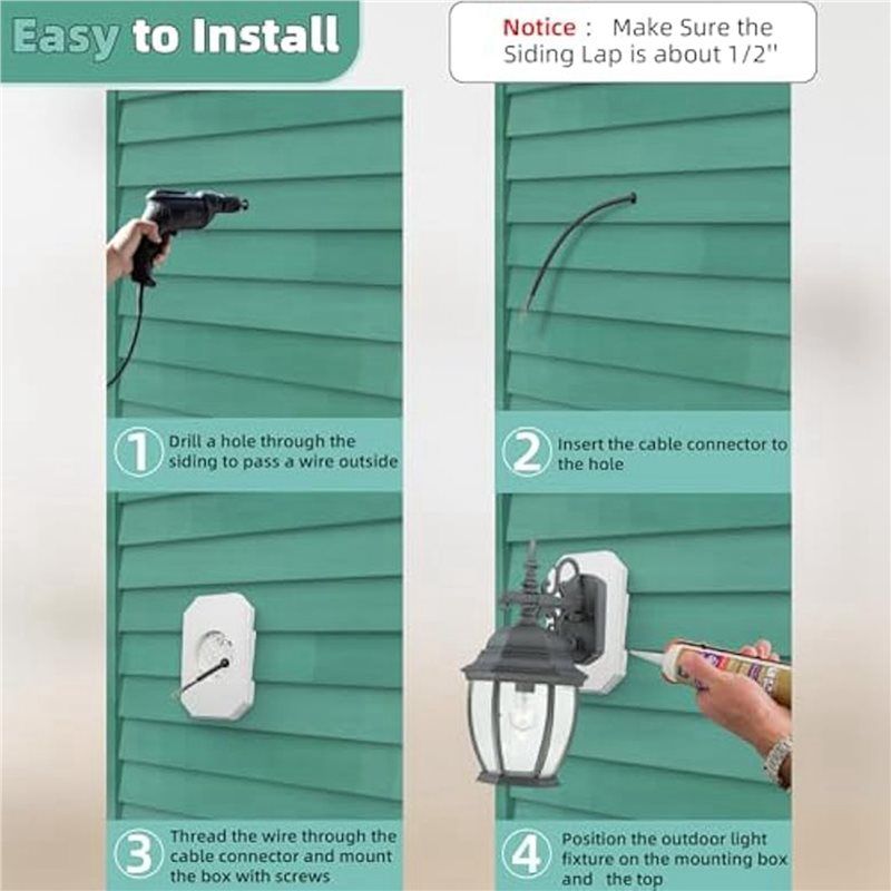 A84X-Siding Mounting Block,8141DBL Built-In Box Outdoor Light Mounting Block,4Sets For 1/2 Inch Lap Double And 4 Inch Siding