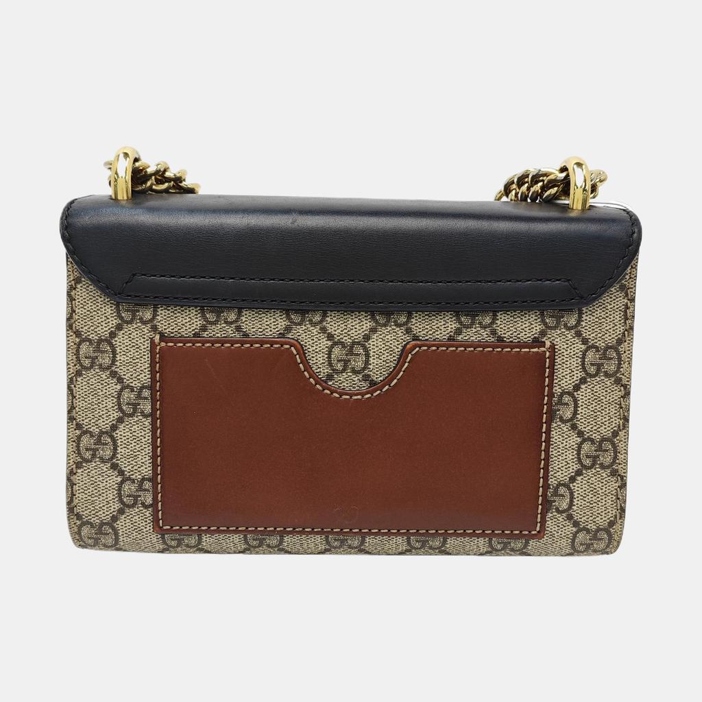 [Pre-Owned] Padlock Moonlight Treasure Box Series Metal Lock Logo Canvas And Leather Crossbody Bag Small - Good #A390VB