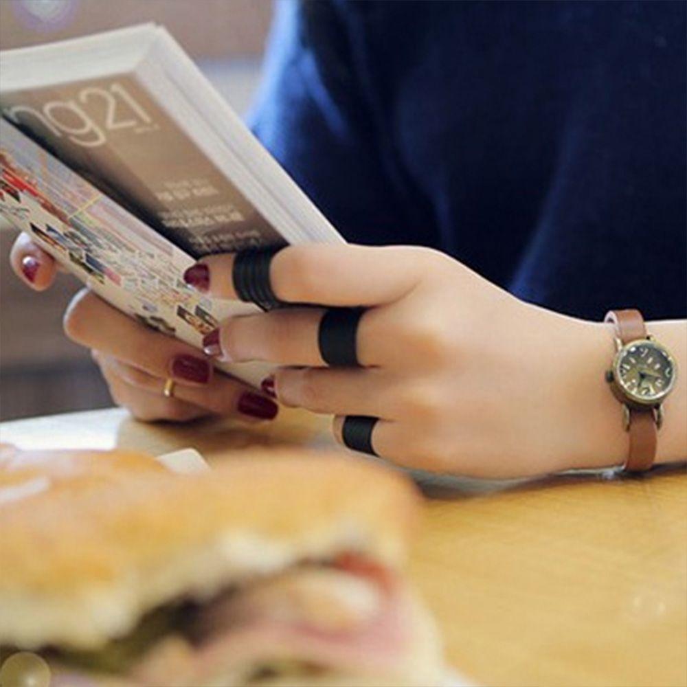 Trendy Finger Open Band Above Stack Ring Set Knuckle Ring Black Midi