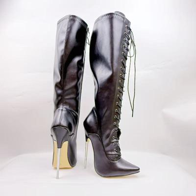 18смSM Фетиш Ботфорты Женские Балетки Шпильки Шнуровка Индивидуальная Широкая или Узкая Посадка Ноги Унисекс Ботинки Шпильки Обувь