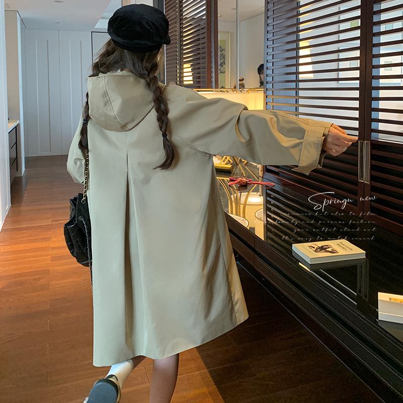 Spring Cape Style Mixed Outdoor Style Windbreaker Women's Loose Large Size Mid-length Hooded Casual Jacket