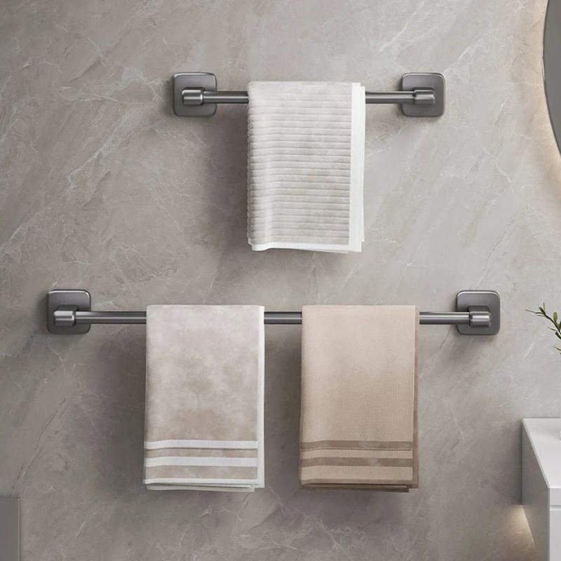 Держатель для полотенец Space Aluminum No Drilling Organizers для полотенец в ванной Самоклеящаяся вешалка для полотенец Полки для ванной Вешалка для полотенец для рук
