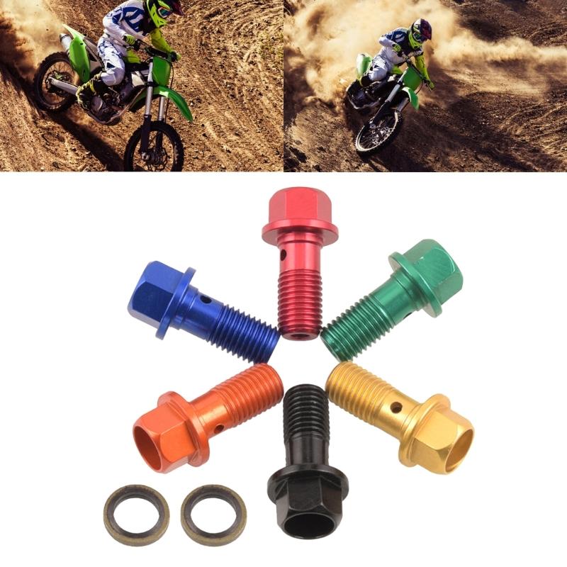 2Pcs M10x1.25mm Brake Cylinder Oil Hose Screw Banjo Motorcycles Universal Tube Tubing Screws Bolts