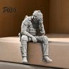 Talos 3D Printed Soldier Figurine Ornament, Sitting Tactical Statue, Funny Tired Sculpture for Table Shelf Edge Decor