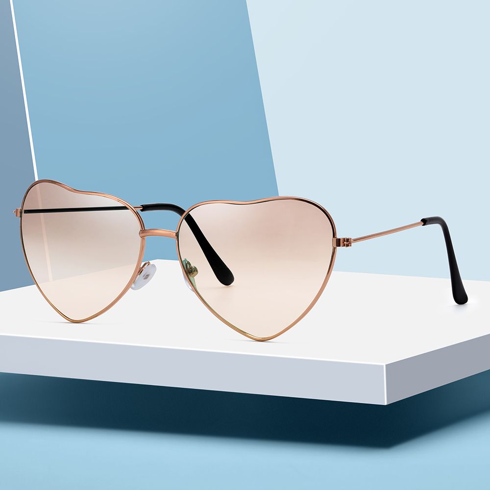 Винтажные очки для активного отдыха UV 400 с металлической оправой и градиентными солнцезащитными очками в форме сердца