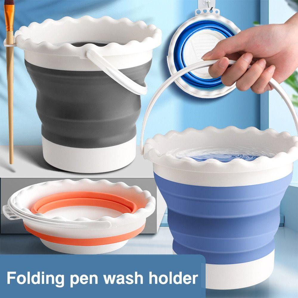 Portable Paint Brush Washing Bucket Silicone Paint Brush Washer Wash Pen Bucket Students
