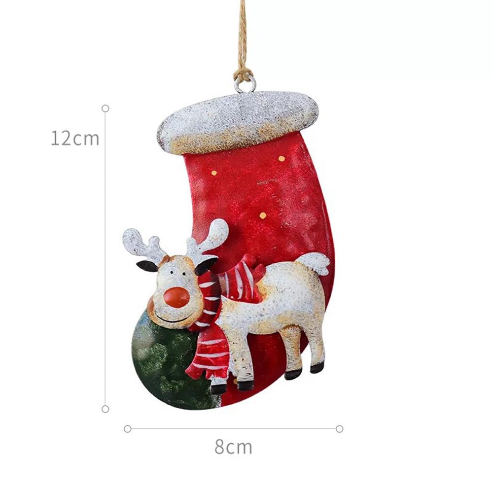 Retro Metal Xmas Tree Embellishment Welcome Door Hanging Pendants Santa Claus Cartoon Angel Doll Drop Ornaments Christmas Decor