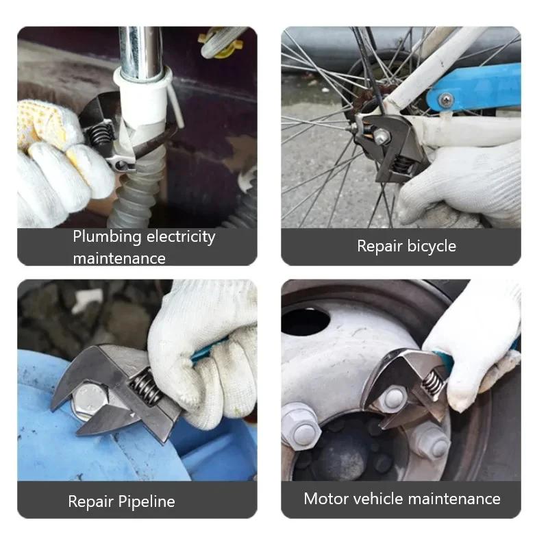 Разводной ключ с большим отверстием и короткой ручкой, мини-гаечный ключ с лазерной шкалой, резиновый ключ, сантехнические инструменты для ванной комнаты