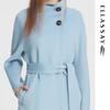 ELLASSAY Women's Elegant Stand Collar Wool Mid-length Coat