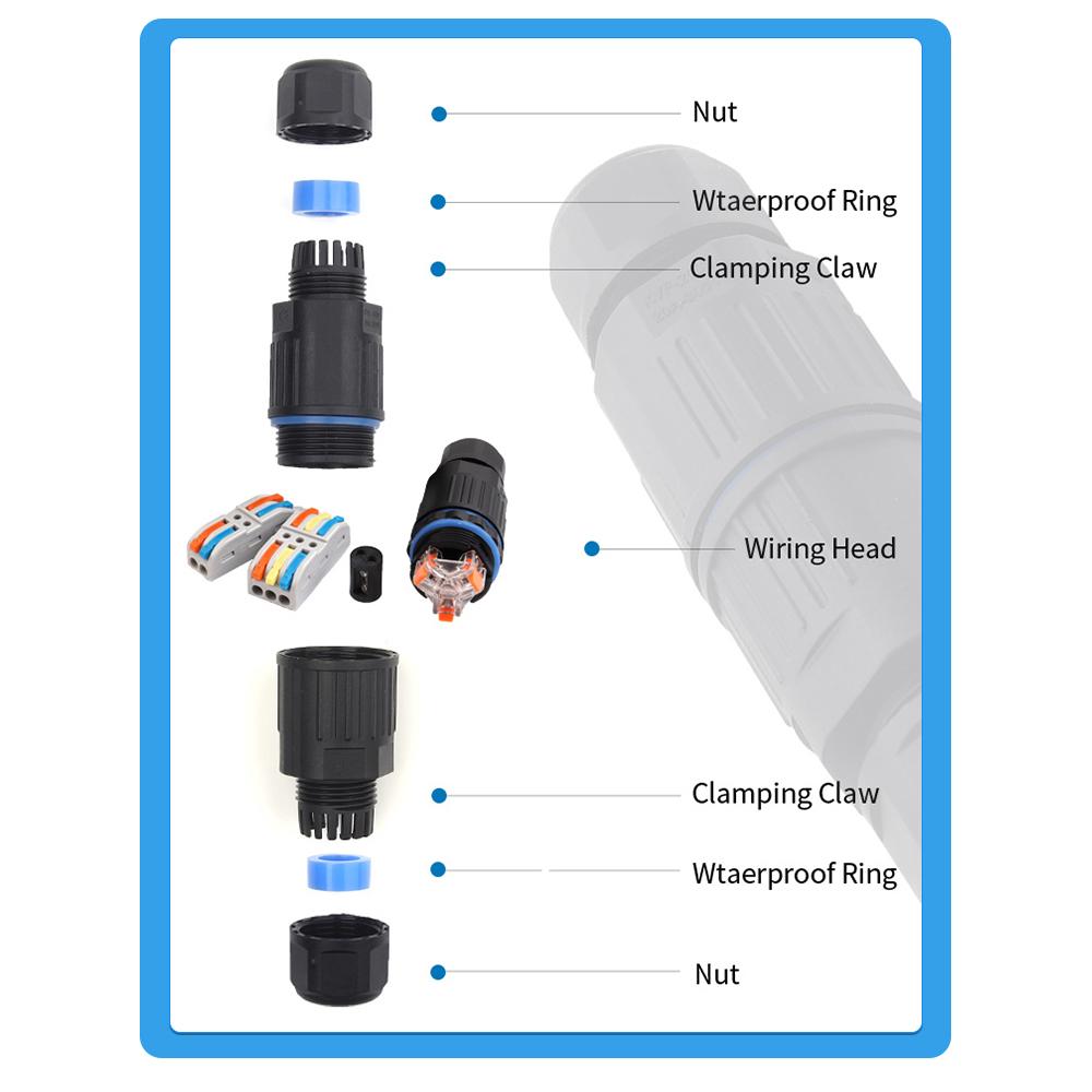 Водонепроницаемый кабельный разъем IP68 I-образной формы 2/3/4/5-контактный KVF Series/KVSF-15, адаптер электрических клемм, быстроразъемный винтовой клеммный блок