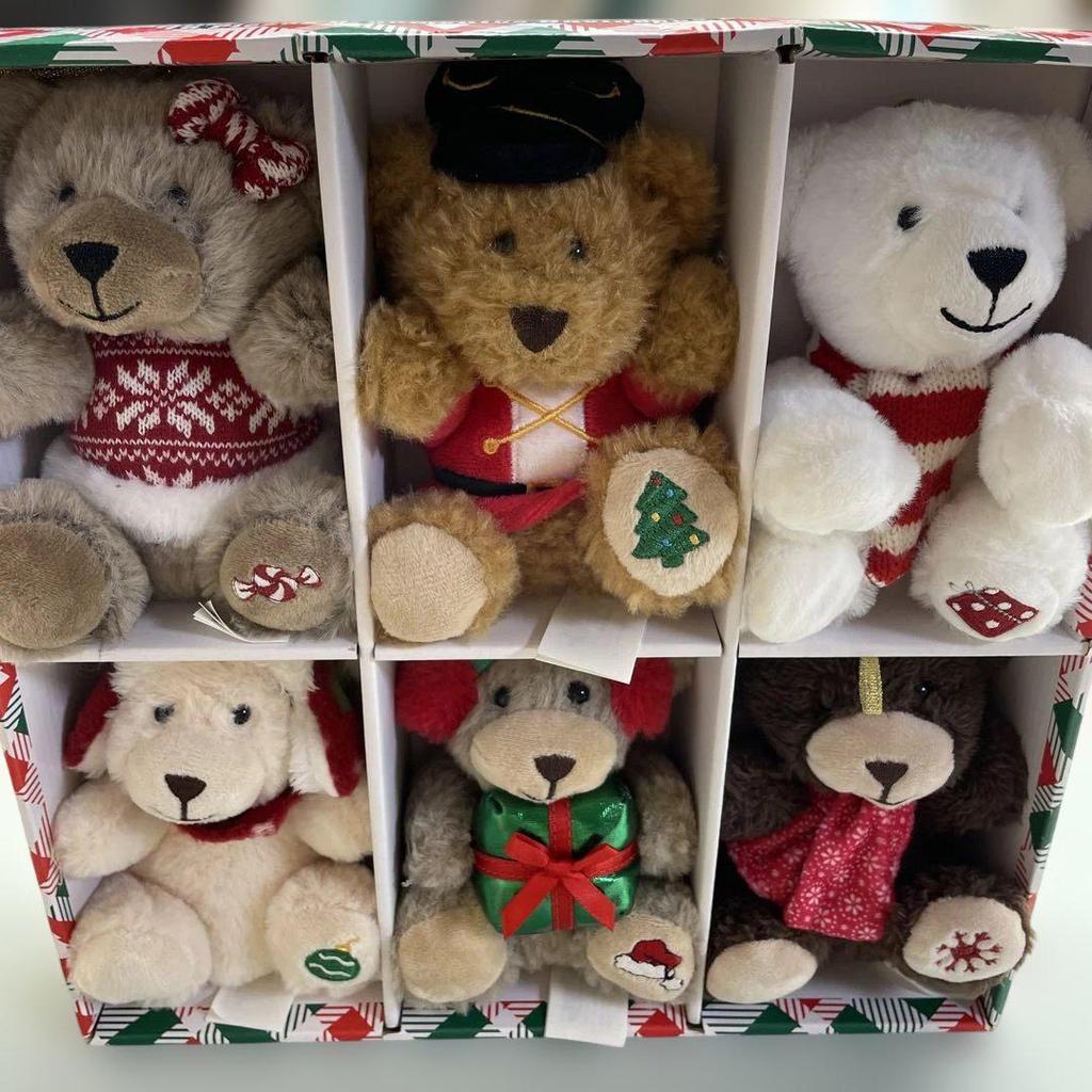 [USED] Christmas Ornament Teddy Bear 6 Pieces