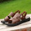 Летние мужские сандалии большого размера, британская мода, натуральная кожа, пляжная обувь, мужские повседневные массажные нескользящие большие шлепанцы, плоская подошва