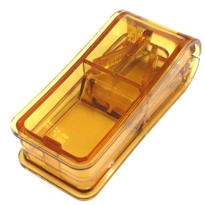 Candy Color Clear Pill Storage Box with Stainless Steel Pill Cutter Tablet Splitter Portable Mini Pill Box Case for Home Travel