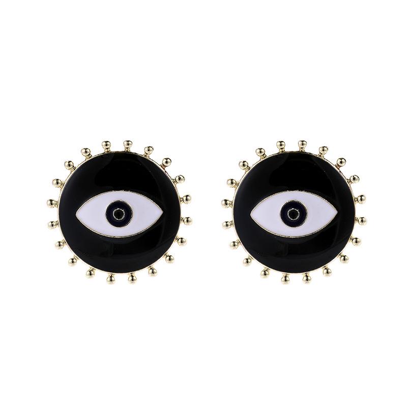 Devil's Eye Drip Oil Alloy Earrings: Trendsetting European & American Street Style