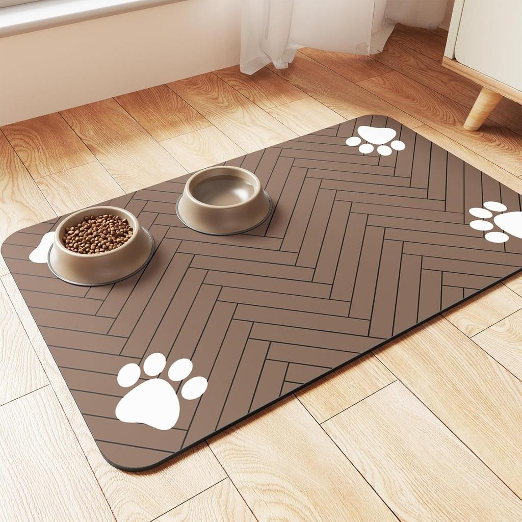 Pet Feeding Mat-Absorbent Pet Placemat for Food and Water Bowl, with Waterproof Rubber Backing, Quick Dry Water Dispenser Mat for Dog and Cat