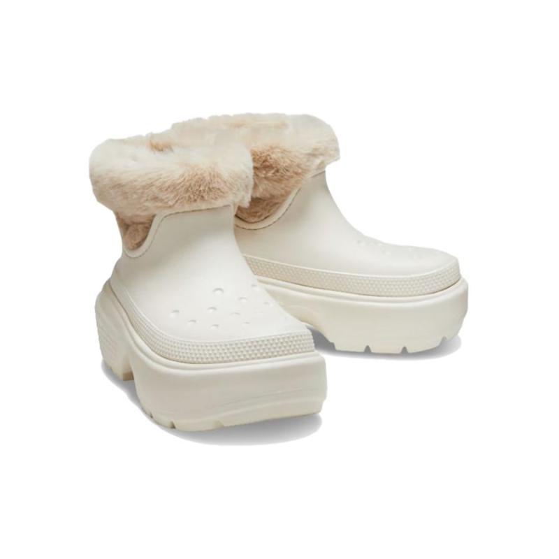 Crocs Ботинки Stomp на подкладке Удобные и прочные ботильоны Женские Белые
