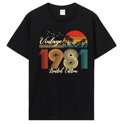 Винтажная футболка «Сделано в 1981 году», все оригинальные детали, футболка на день рождения, юбилейная футболка, негабаритная одежда унисекс, футболки для уличной одежды унисекс