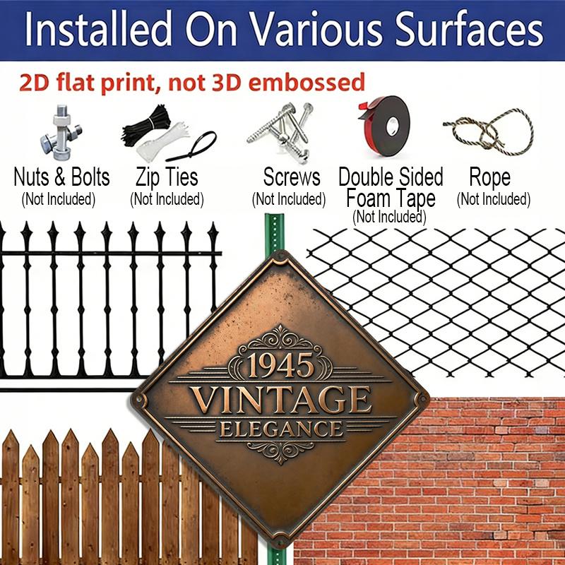2D Flat, 1pc - Vintage Metal Aluminum Sign Themed Around 1945 | Wall-Mounted, Perfect for Decorating A Study, Living Room, Hallway, Entrance, Office
