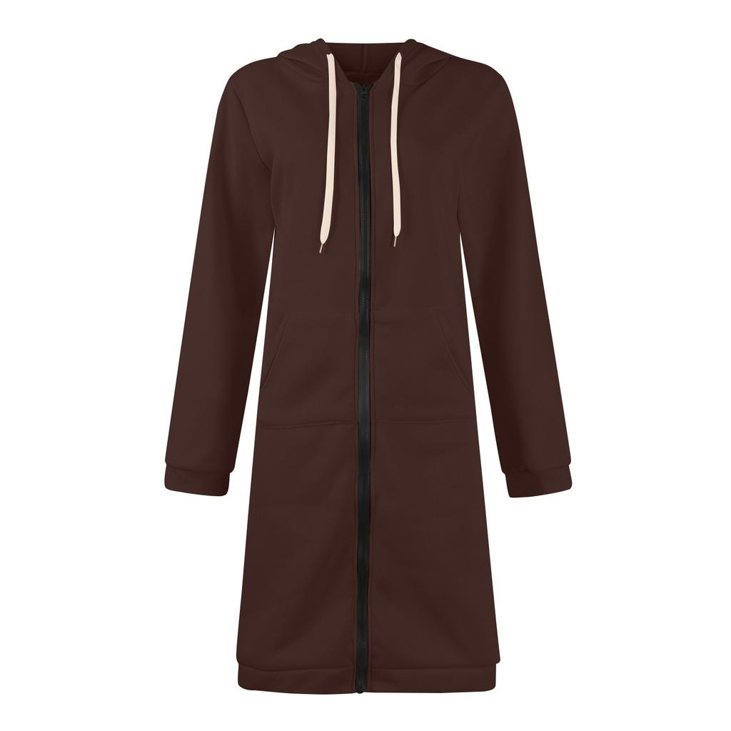 Женские повседневные толстовки на молнии, длинная толстовка-туника, зимняя ветрозащитная куртка с капюшоном на шнурке, верхняя одежда с карманами