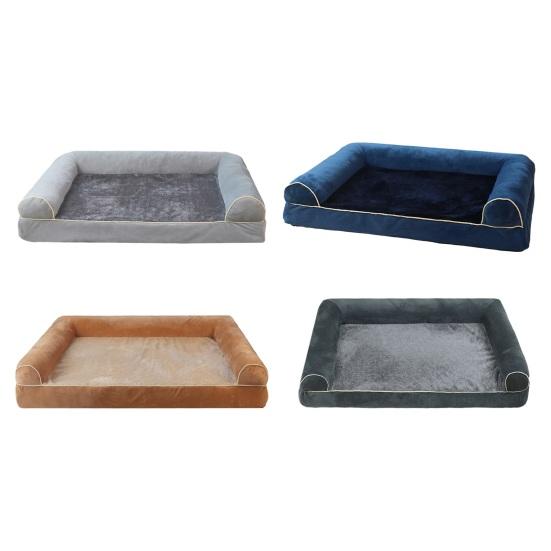Ортопедическая кровать для собак, большой моющийся диван-кровать для собак, мягкий валик, гнездо для собак, наполнитель из хлопка, теплый диван для домашних животных, для средних и больших собак