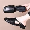 Soft Leather Half Slippers Women's Outer Wear 2025 New Summer Bag Head Lazy Flat Bottom One Pedal Boken Cool Slippers Bag Head