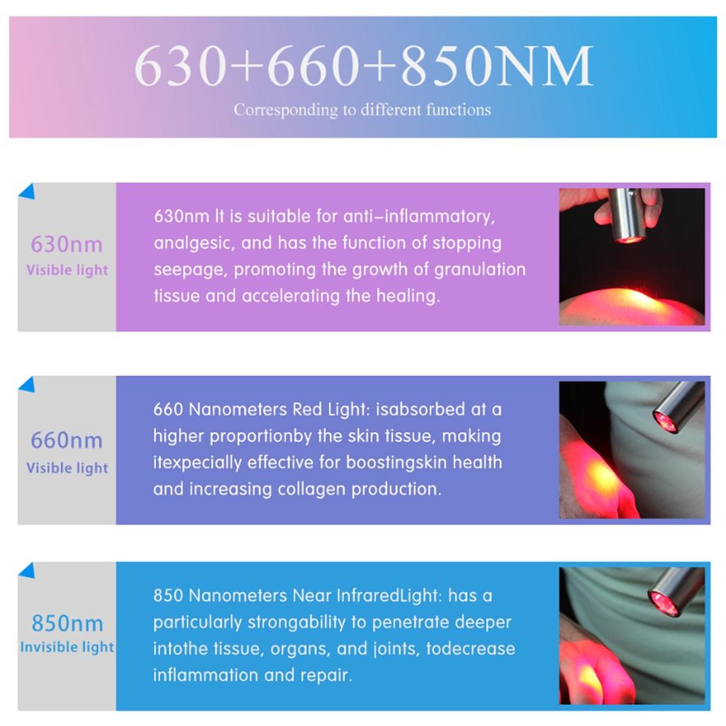 USB Chargr Лампа для терапии красным светом Светодиодная терапевтическая ручка для инфракрасного света 850 нм Инфракрасный 630 нм 660 нм Мягкая лазерная ручка для удаления шрамов и морщин Лечение прыщей