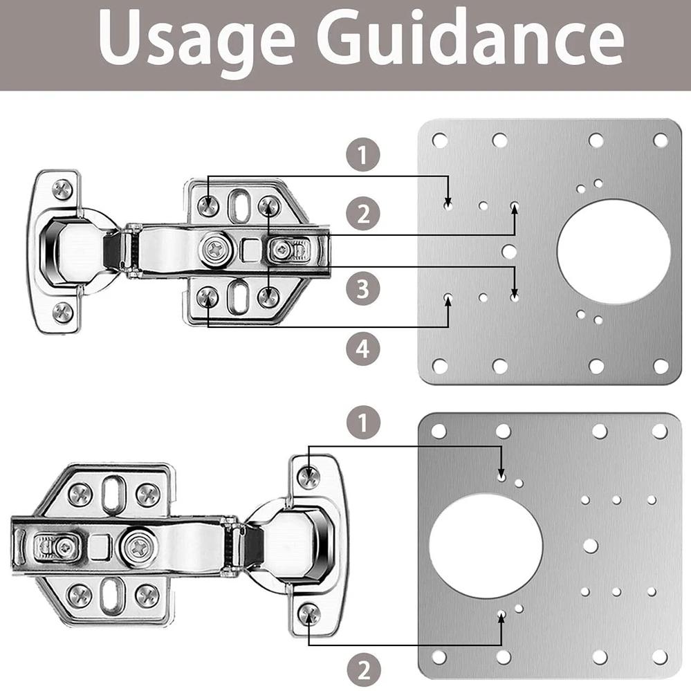 Kitchen Cabinet Door Hinges Repair Plate Hinges Mounting Plate with Screws Flat Fixing Brackets Furniture Hardware Tools
