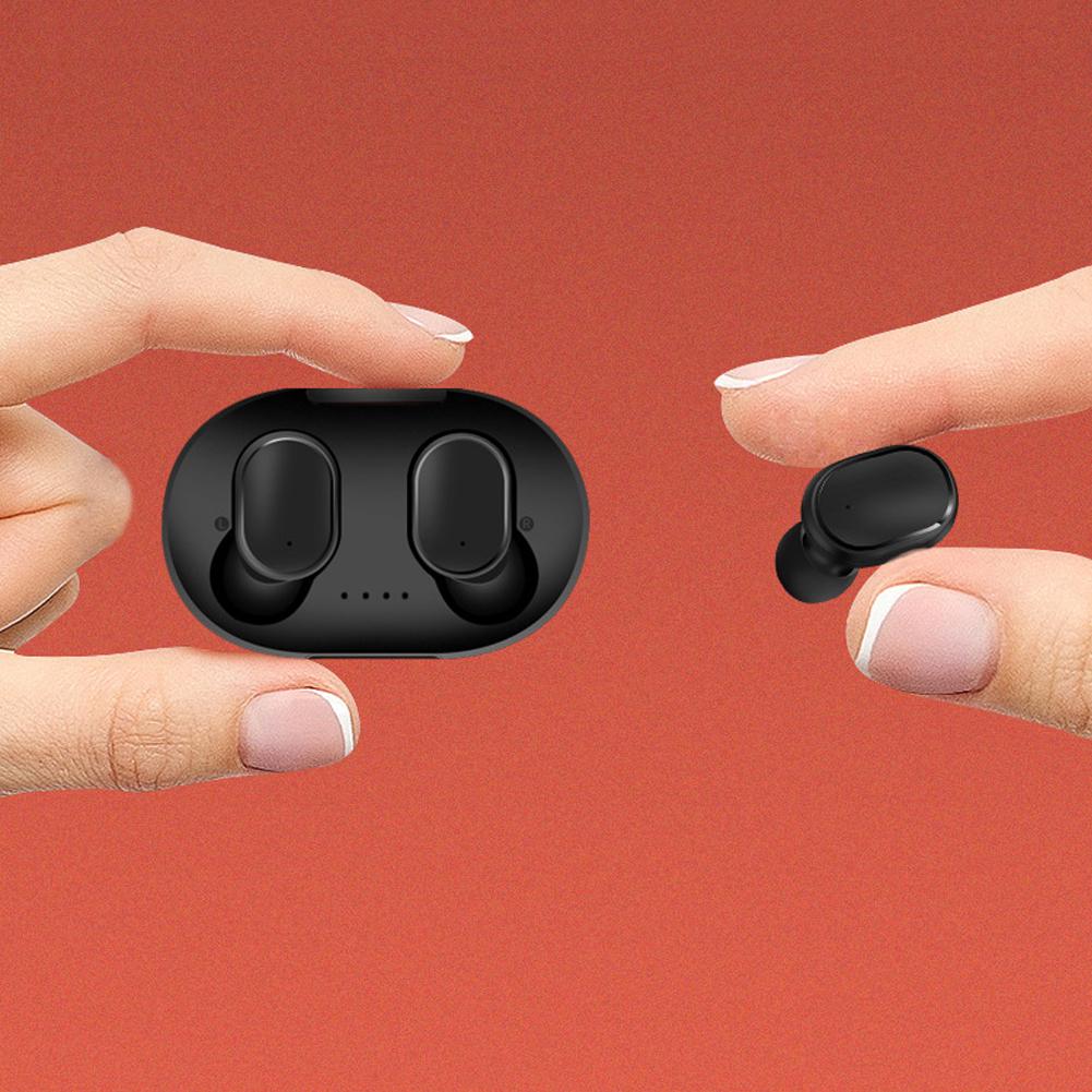A6S True Wireless Earphones Stereo Earbuds Charging Case Mini Headphones Sport inEar Black for Redmi(Black )