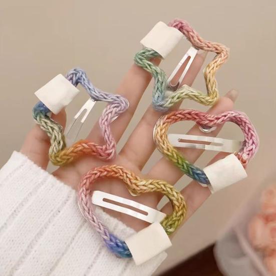 Радужная заколка для волос, плетеный цветок, сердце, звезда, облако, декоративная форма, аксессуары для волос, легкая заколка для волос для девочек