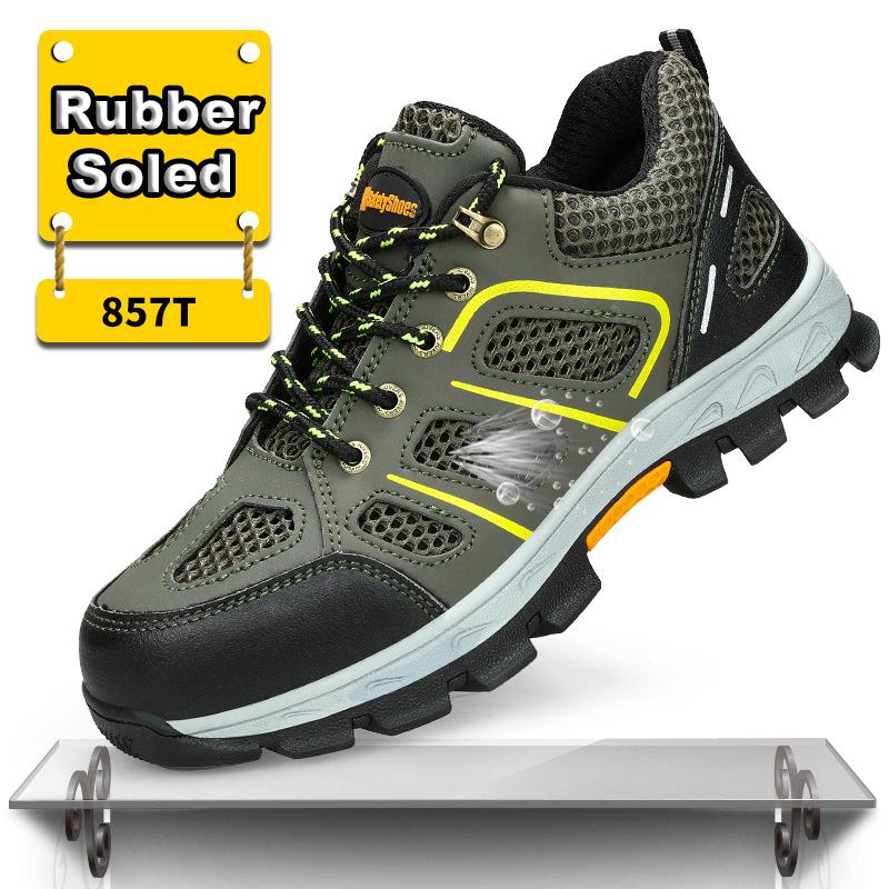 Oulylan Men Lightweight Protection Shoes Anti Piercing Cowhide Work Footwear Anti Smashing Steel Toe Safety Boots Size 38-46