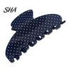 Trendy Hair Styling Clips Polka Dot Claw Clip for Women, 3.9 Inch Black/White/Red Big Clips, Large Thick Accessory, Strong Hold No Slip or Thin Secure