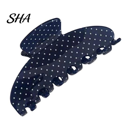 Trendy Hair Styling Clips Polka Dot Claw Clip for Women, 3.9 Inch Black/White/Red Big Clips, Large Thick Accessory, Strong Hold No Slip or Thin Secure