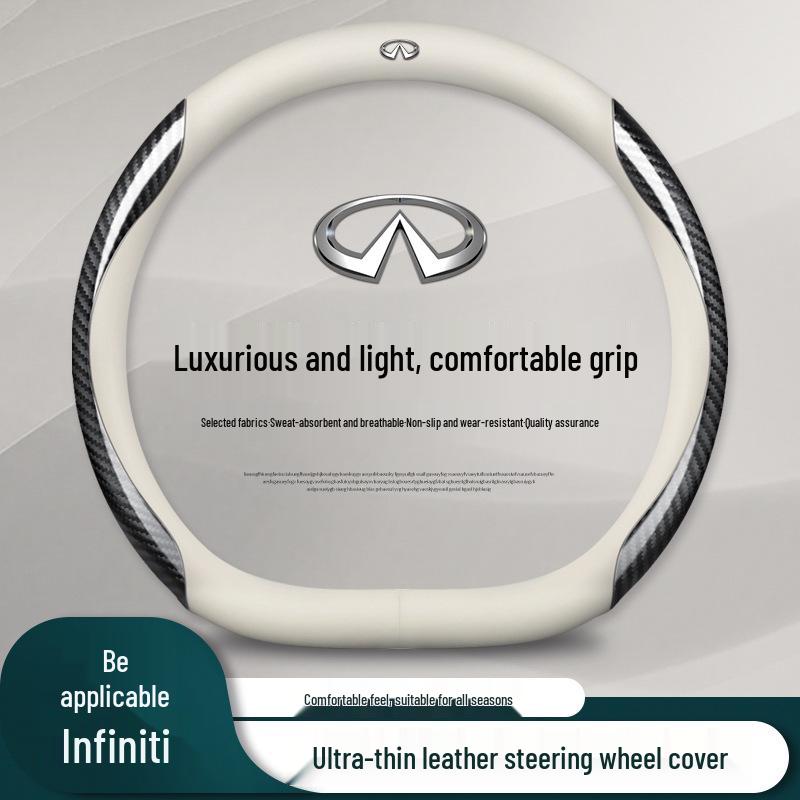 Чехол на руль из натуральной кожи для Infiniti: Подходит для QX50, QX60, QX80, Q50, Q70L, Q50L, FX3 - Все сезоны