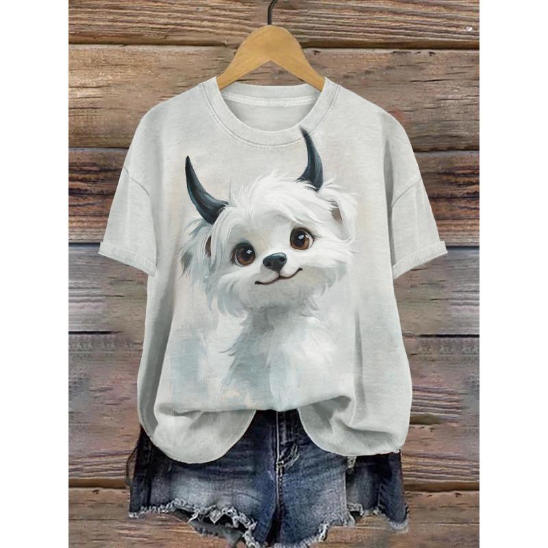 Летняя тонкая женская футболка с короткими рукавами и принтом в виде 3D-цифровых животных и насекомых