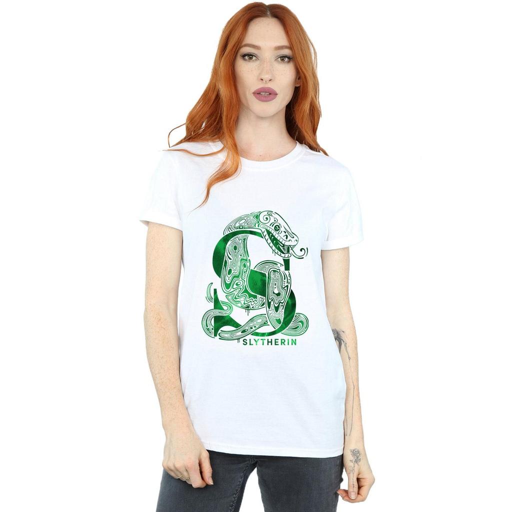 Harry Potter Womens/Ladies Slytherin Snake Cotton Boyfriend T-Shirt
