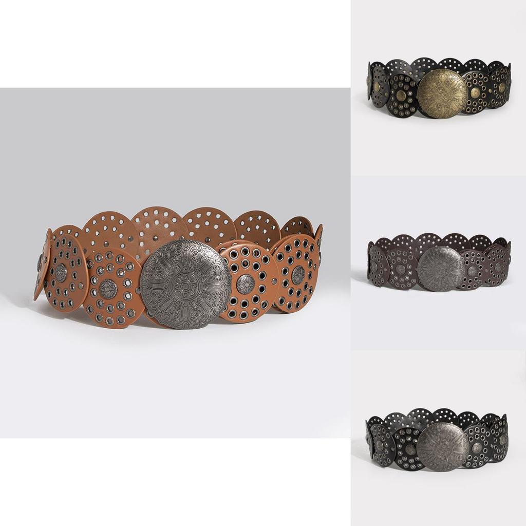 Винтажный Широкий Панк-Пояс С Заклепками и Люверсами Для Модной Уличной Одежды