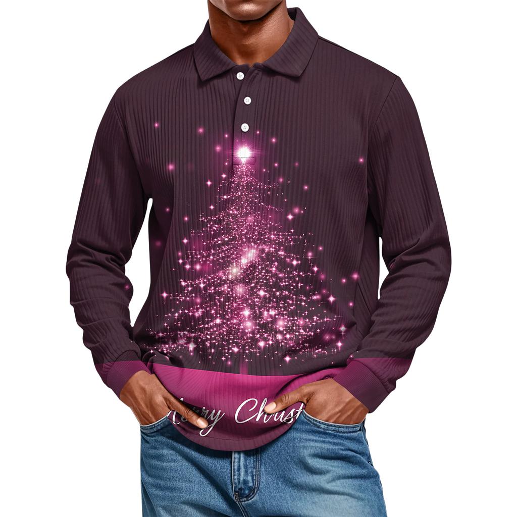 Men's Casual Style Solid Color Loose Shirt Long-sleeved Top